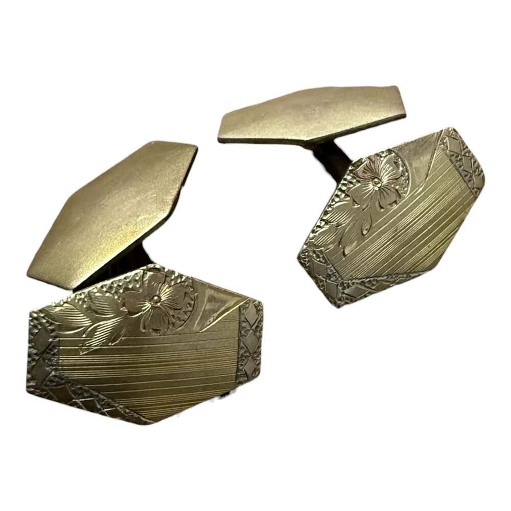 1930s S&S Gold Filled Floral Art Deco Cufflinks